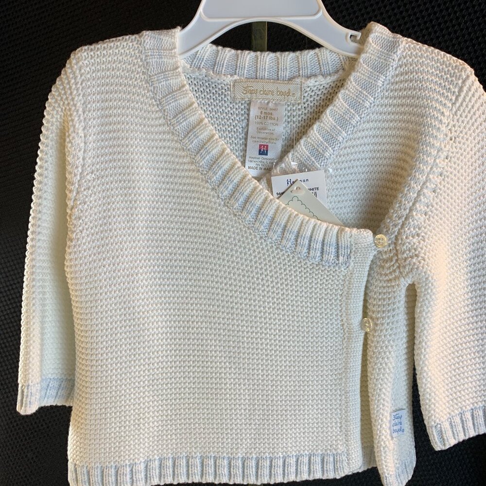 NWT Stacy Claire Boyd cardigan sweater infant girls size 6M (12-17 lbs.) White